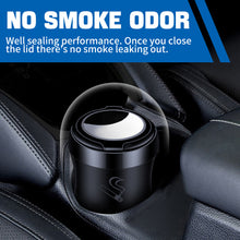 Load image into Gallery viewer, Wilnara Car Ashtray with Pikachu, 7-color gradient, Portable Ashtray for Car, Mini Car Trash Can, Detachable Stainless Steel Smokeless Ash Tray with LED Blue Light, Windproof for Outdoor Travel, Home Use