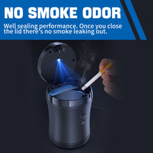 Load image into Gallery viewer, Wilnara Car Ashtray with Pikachu, 7-color gradient, Portable Ashtray for Car, Mini Car Trash Can, Detachable Stainless Steel Smokeless Ash Tray with LED Blue Light, Windproof for Outdoor Travel, Home Use