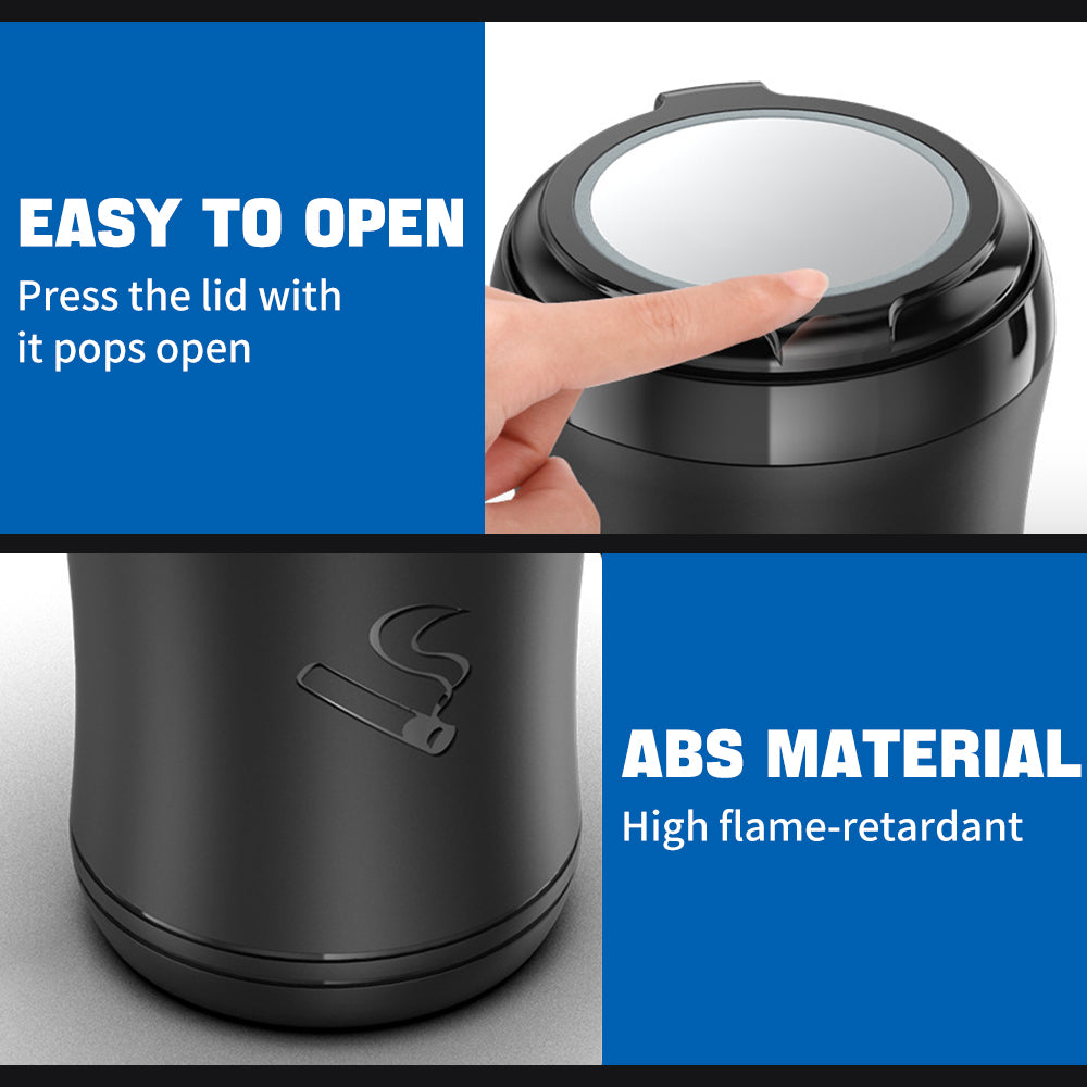 Wilnara Car Ashtray with Pikachu, 7-color gradient, Portable Ashtray for Car, Mini Car Trash Can, Detachable Stainless Steel Smokeless Ash Tray with LED Blue Light, Windproof for Outdoor Travel, Home Use