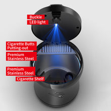 Load image into Gallery viewer, Wilnara Car Ashtray with Pikachu, 7-color gradient, Portable Ashtray for Car, Mini Car Trash Can, Detachable Stainless Steel Smokeless Ash Tray with LED Blue Light, Windproof for Outdoor Travel, Home Use