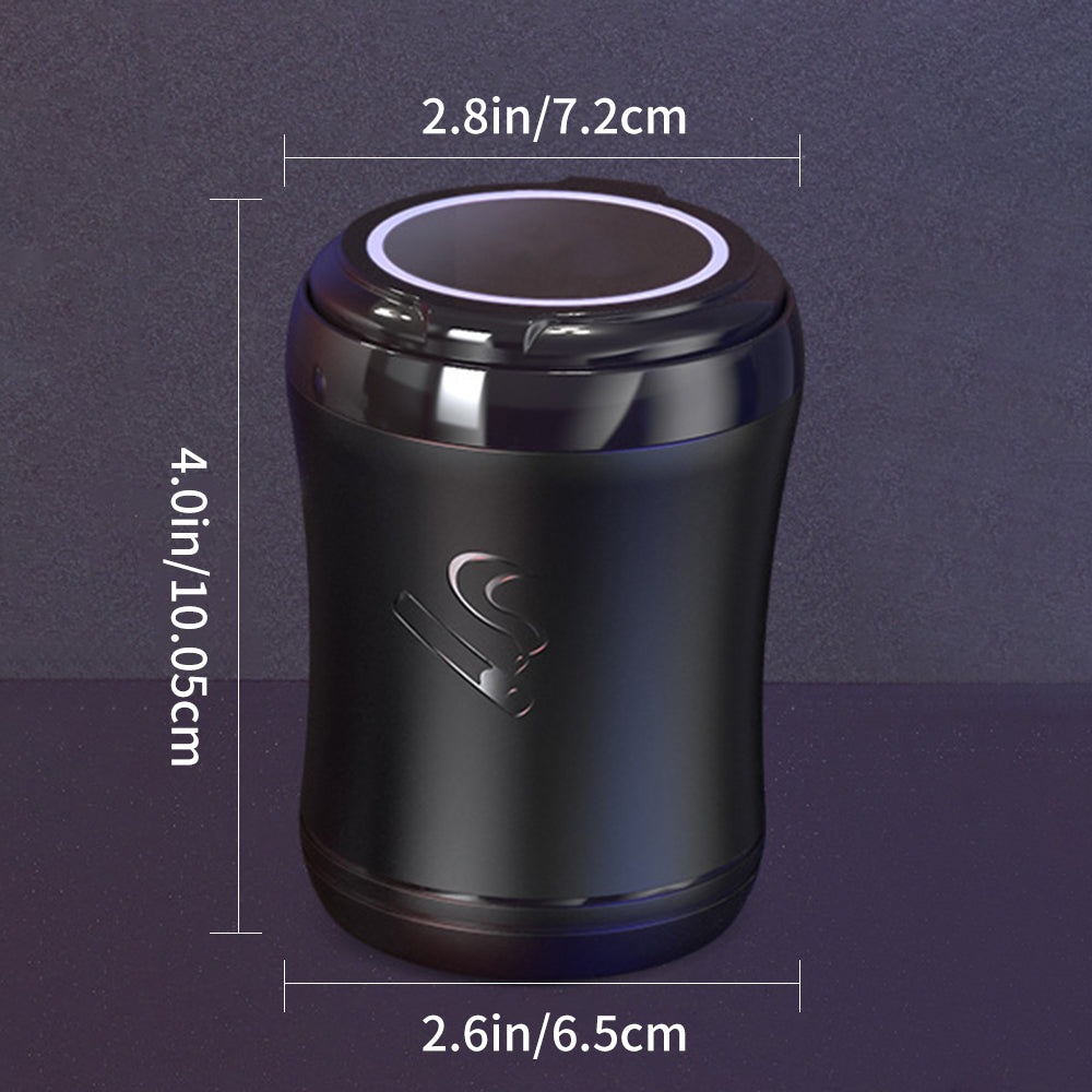 Wilnara Car Ashtray with Pikachu, 7-color gradient, Portable Ashtray for Car, Mini Car Trash Can, Detachable Stainless Steel Smokeless Ash Tray with LED Blue Light, Windproof for Outdoor Travel, Home Use