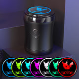 Wilnara Car Ashtray with Pikachu, 7-color gradient, Portable Ashtray for Car, Mini Car Trash Can, Detachable Stainless Steel Smokeless Ash Tray with LED Blue Light, Windproof for Outdoor Travel, Home Use