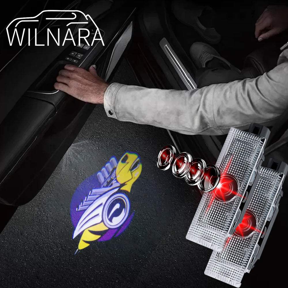 WILNARA Car Door Bee Logo for Dodge Challenger Projector Ghost