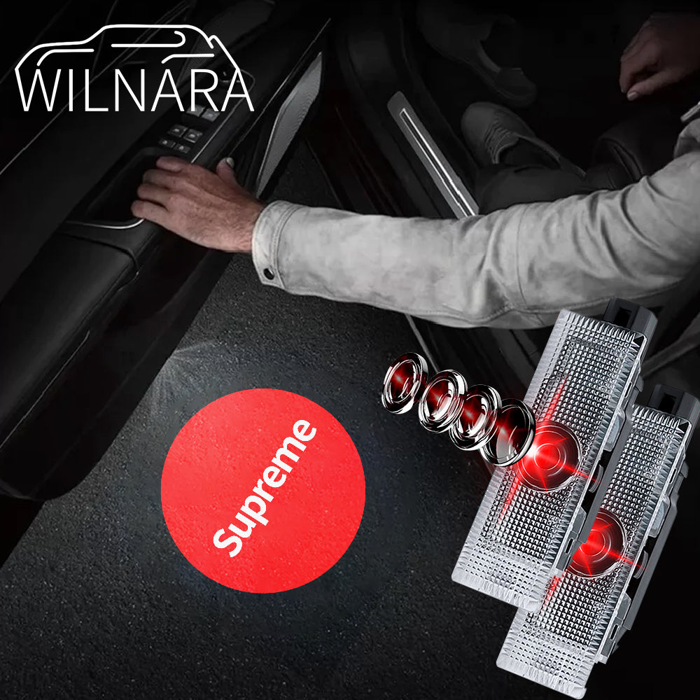 WILNARA Car Door Supreme Logo for Dodge Challenger Projector Ghost