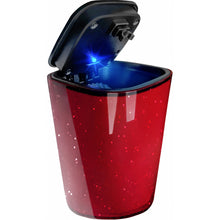 Load image into Gallery viewer, Red Car Ashtray with Lid,Automotive Portable Stainless Steel Ash Tray with Cleaning Stick , Mirrored Shiny Spot Red Led Lighter Cute Car Trash Can