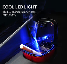Load image into Gallery viewer, Red Car Ashtray with Lid,Automotive Portable Stainless Steel Ash Tray with Cleaning Stick , Mirrored Shiny Spot Red Led Lighter Cute Car Trash Can