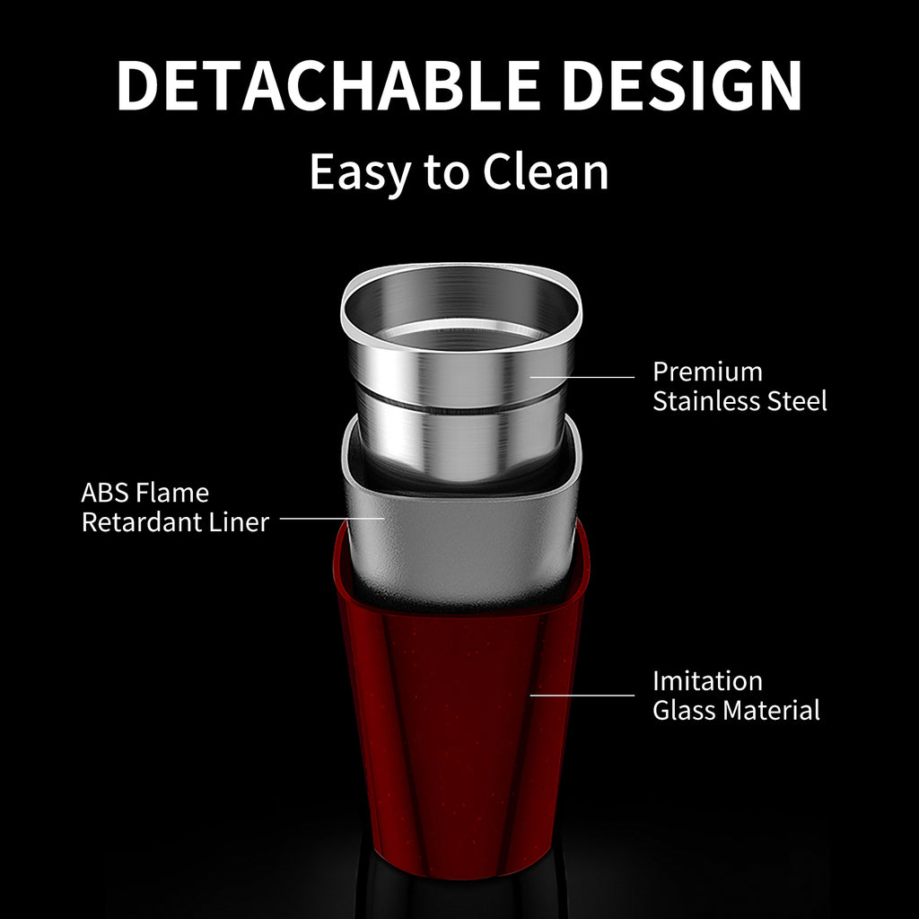 Red Car Ashtray with Lid,Automotive Portable Stainless Steel Ash Tray with Cleaning Stick , Mirrored Shiny Spot Red Led Lighter Cute Car Trash Can