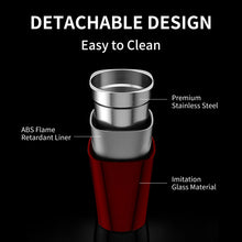 Load image into Gallery viewer, Red Car Ashtray with Lid,Automotive Portable Stainless Steel Ash Tray with Cleaning Stick , Mirrored Shiny Spot Red Led Lighter Cute Car Trash Can