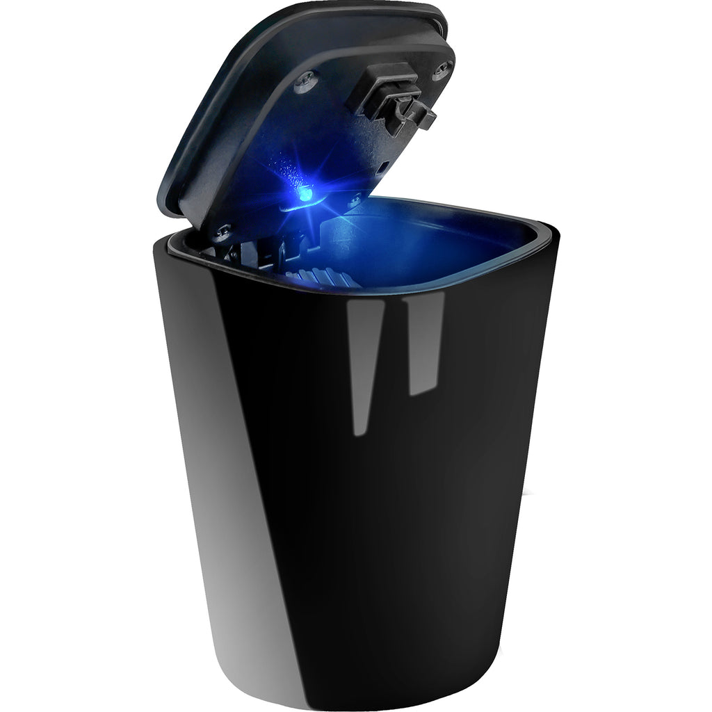 Red Car Ashtray with Lid,Automotive Portable Stainless Steel Ash Tray with Cleaning Stick , Mirrored Shiny Spot Red Led Lighter Cute Car Trash Can