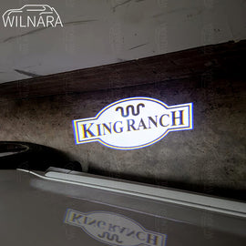 King Ranch Logo 2PCS WILNARA Side Rear View Mirror Puddl  Lights for DHL