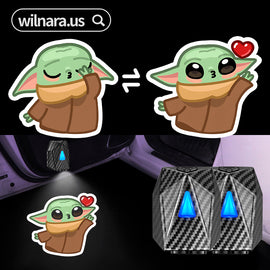 2PCS WILNARA Cartoon Wireless Car LED Door Lights The Mandalorian Logo Welcome Shadow Projector