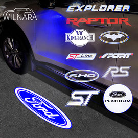 2PCS  WILNARA HD Side Rear View Mirror Puddle Lights Lampd Projector Logo for Ford