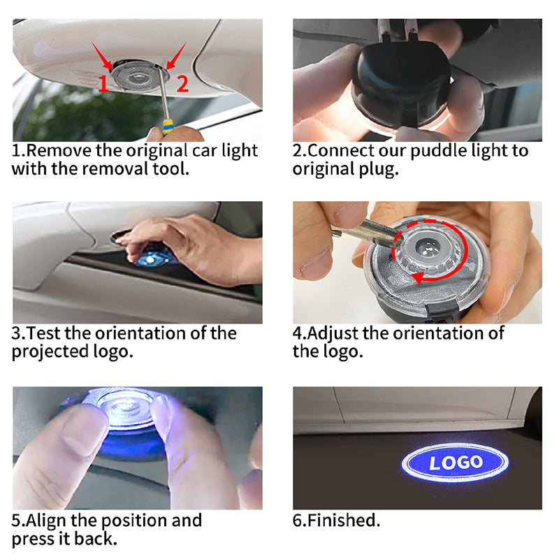 2PCS WILNARA HD Side Rear View Mirror Puddle Cool Red Fire Ford Logo Led Shadow Ghost Lights Lamps Projector for Ford