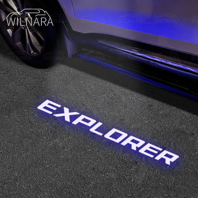 WILNARA HD Side Rear View Mirror Puddle Logo Led Shadow Ghost Lights for Ford Explorer