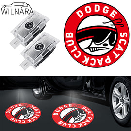 WILNARA Scat Pack Club Logo for Dodge Charger Car Door LED Logo Courtesy Step Lamp Projector Ghost Shadow Puddle Light for Dodge SRT R/T SXT GT