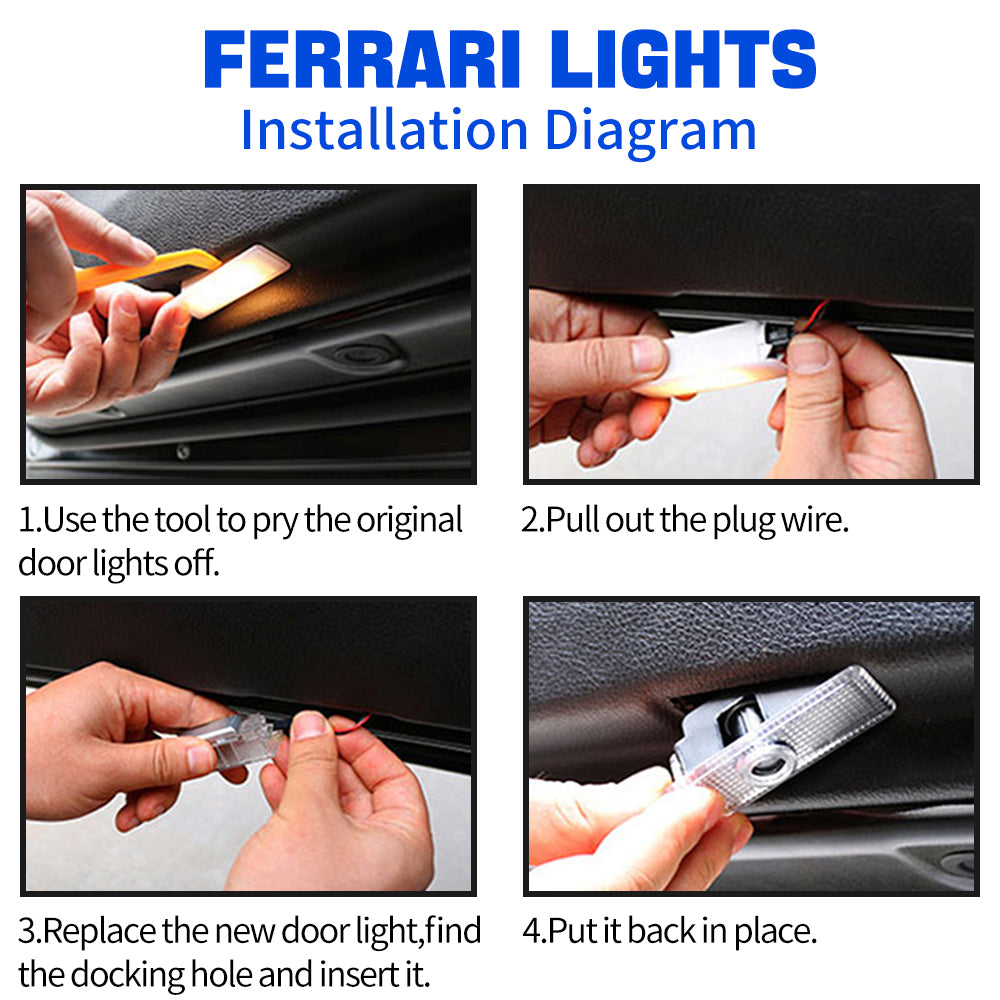 For Ferrari Car Door Lights Custom Logo 2PCS