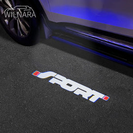 2PCS WILNARA HD Side Rear View Mirror Puddle Sport Logo Led Shadow Ghost Lights Lamps Projector for Ford