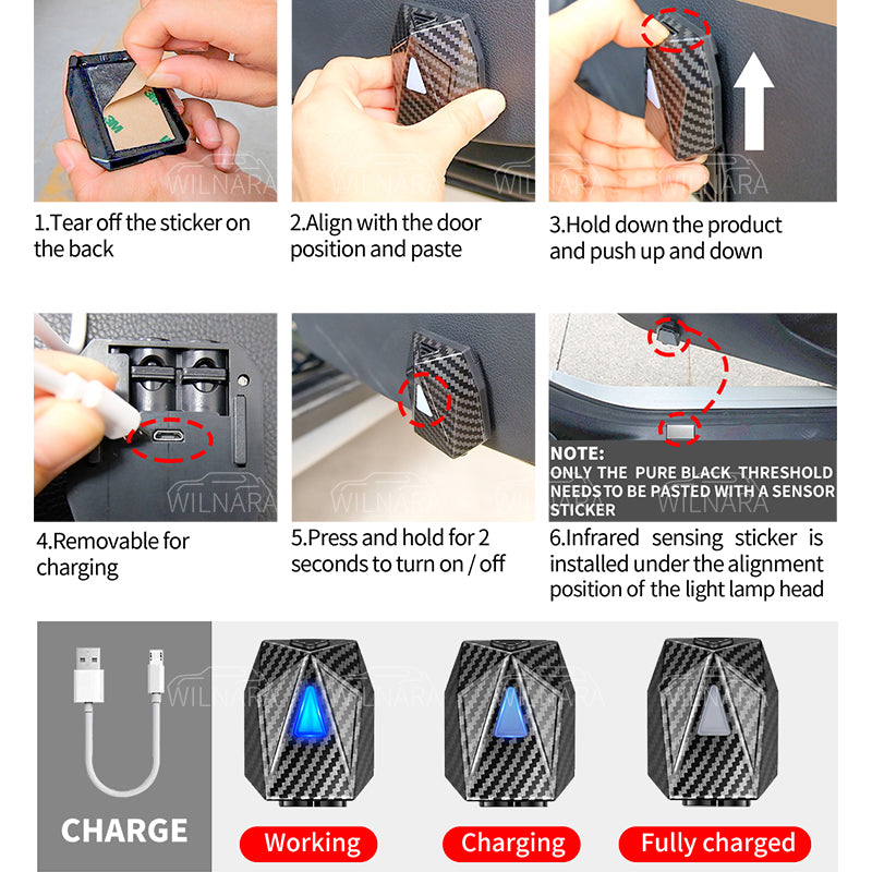 Universal, Pasted,Fit 99% cars , Wireless LED Car Door Lights Custom Dynamic Logo 2PCS
