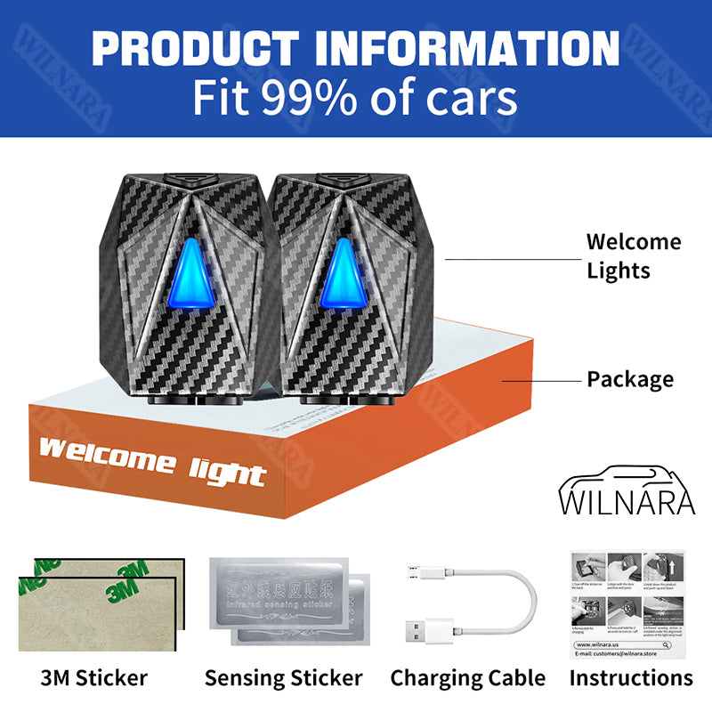 2PCS WILNARA Cartoon Wireless Car LED Door Lights Welcome Shadow Projector Anya Forger SPY×FAMILY