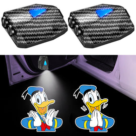 WILNARA 2X Moving Cartoon Wireless Car LED Door Light Donald Duck Logo Welcome Shadow Projector