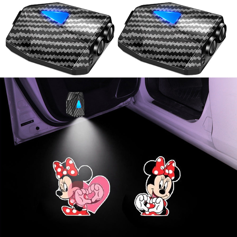 WILNARA Cartoon Wireless Car LED Door Lights Minnie Mouse Logo Welcome Shadow Projector