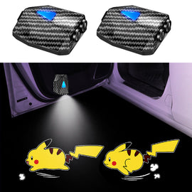 WILNARA Cartoon Wireless Car LED Door Light Running Pikachu Logo Welcome Shadow Projector