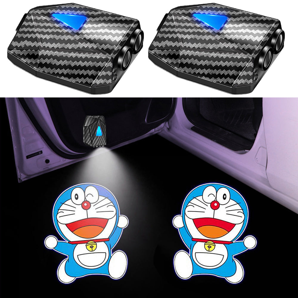 WILNARA Cartoon Wireless Car LED Door Light Doraemon Logo Welcome Shadow Projector
