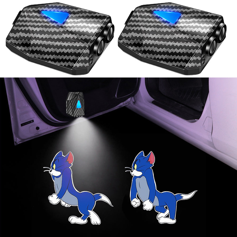 WILNARA Cartoon Wireless Car LED Door Lights Tom Logo Welcome Shadow Projector