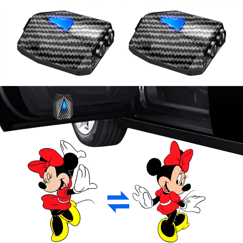 WILNARA Cartoon Wireless Car LED Door Lights Minnie Mouse Logo Welcome Shadow Projector