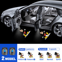Load image into Gallery viewer, WILNARA Cartoon Wireless Car LED Door Light Mickey Mouse Logo Welcome Shadow Projector