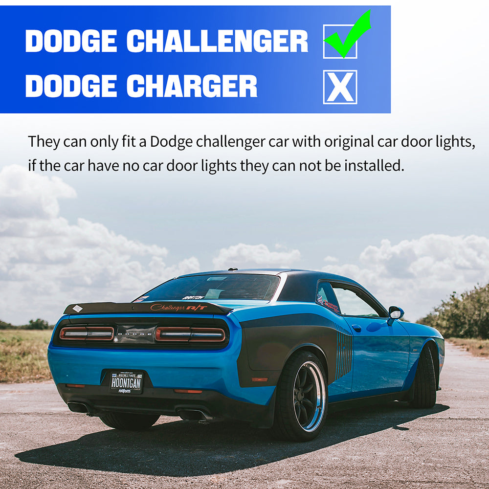 WILNARA Car Door Challenger Logo for Dodge Challenger Projector Ghost Shadow Courtesy Light Welcome Light for Dodge Challenger Scat Pack RT SRT SXT GT SE