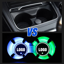 Load image into Gallery viewer, 2PCS Car Cup Holder Mat Coaster Pad for Tesla Logo Switchable 7 Color LED