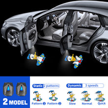 Load image into Gallery viewer, WILNARA 2X Moving Cartoon Wireless Car LED Door Light Donald Duck Logo Welcome Shadow Projector