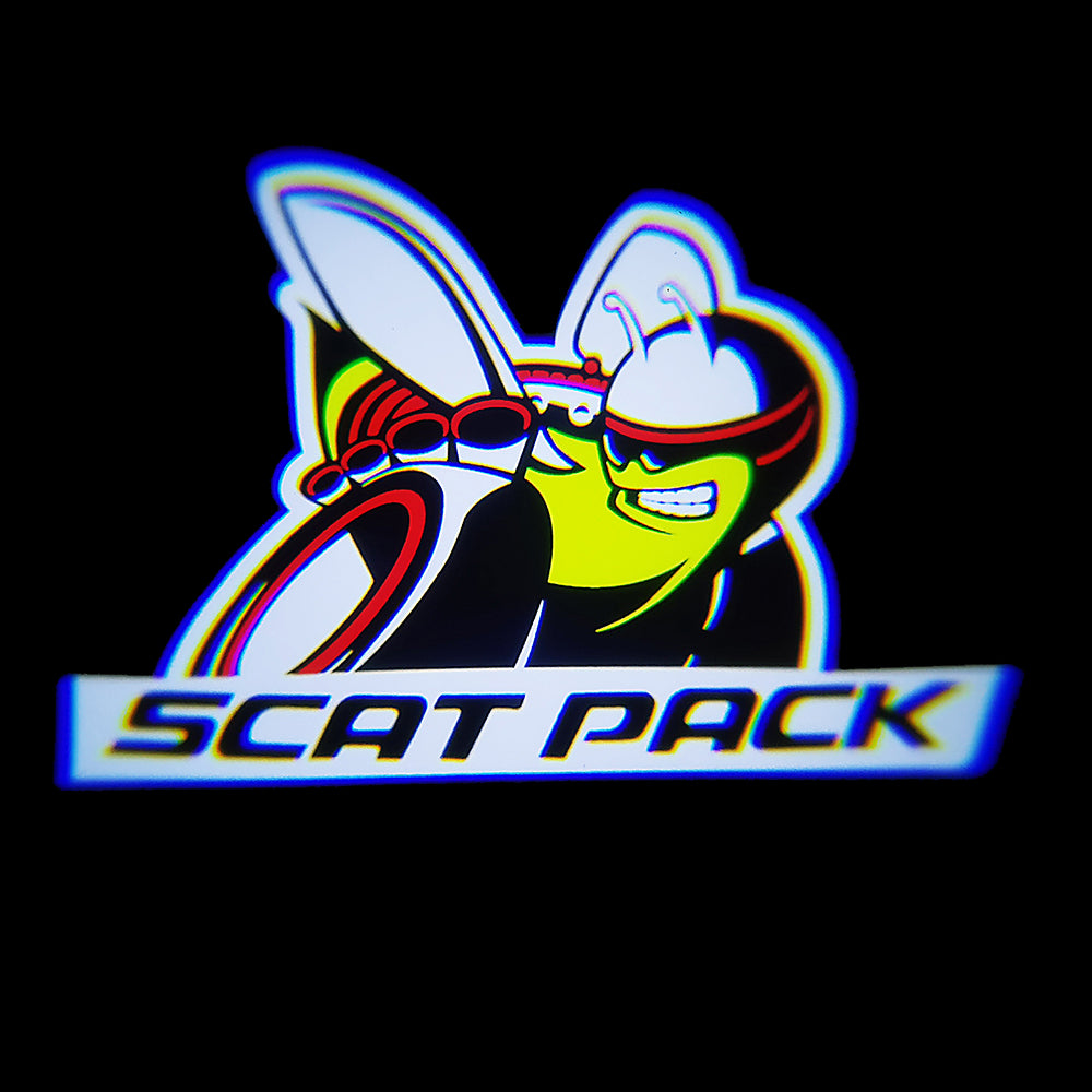 WILNARA Scat Pack Logo for Dodge Charger Car Door LED Logo Courtesy Step Lamp Projector Ghost Shadow Puddle Light for Dodge SRT R/T SXT GT