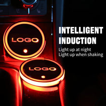 Load image into Gallery viewer, 2PCS Car Cup Holder Mat Coaster Pad for Tesla Logo Switchable 7 Color LED