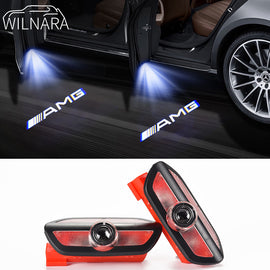 New 2x AMG Logo LED Door Laser Projector Lights For Benz S Class W222 2014-2020