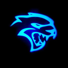 Load image into Gallery viewer, WILNARA Car Door Hellcat Logo for Dodge Charger Car Door LED Logo Courtesy Step Lamp Projector Ghost Shadow Puddle Light for Dodge SRT R/T SXT GT