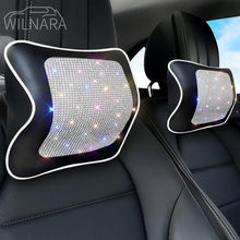 Load image into Gallery viewer, 2Pcs Bling Luxury Car Neck Pillow, Memory Foam Headrest Support Cushion Diamond