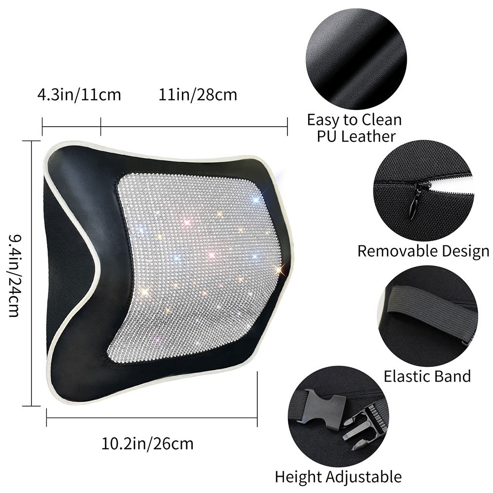 2Pcs Bling Luxury Car Neck Pillow, Memory Foam Headrest Support Cushion Diamond