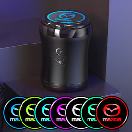Wilnara Car Ashtray for Mazda, 7-color gradient, Portable Ashtray for Car, Mini Car Trash Can, Detachable Stainless Steel Smokeless Ash Tray with LED Blue Light, Windproof for Outdoor Travel, Home Use