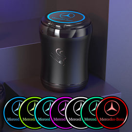 Car Ashtray for Mercedes Benz, 7-color gradient, Portable Ashtray for Car, Mini Car Trash Can, Detachable Stainless Steel Smokeless Ash Tray with LED Blue Light, Windproof for Outdoor Travel, Home Use