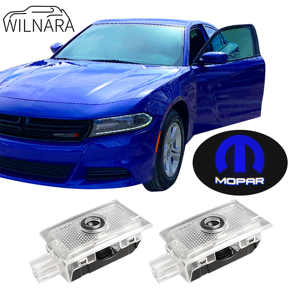 WILNARA Car Door MOPAR Logo for Dodge Charger Car Door LED Logo Courtesy Step Lamp Projector Ghost Shadow Puddle Light for Dodge SRT R/T SXT GT