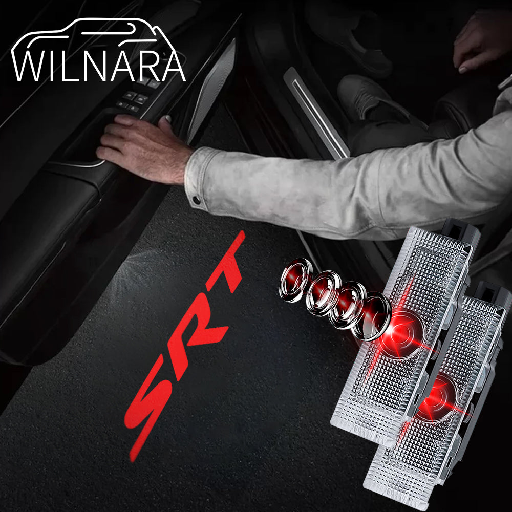 WILNARA Car Door SRT Logo for Dodge Challenger Projector Ghost Shadow Courtesy Light Welcome Light for Dodge Challenger Scat Pack RT SRT SXT GT SE