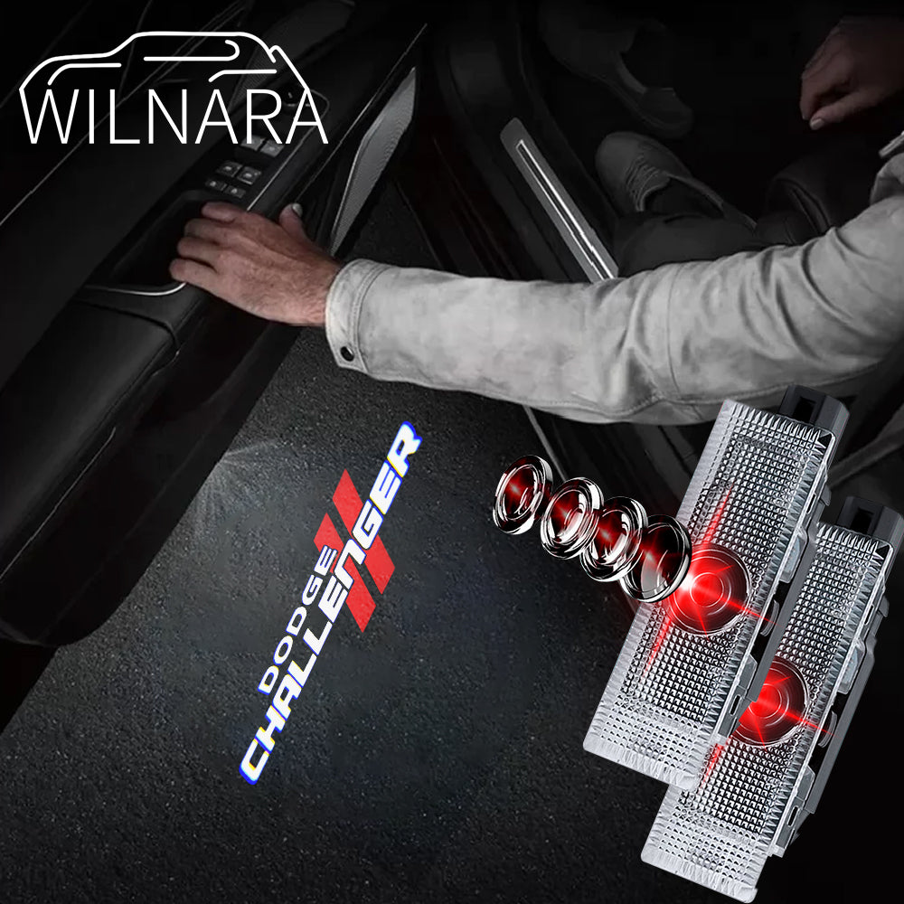 WILNARA Car Door Logo for Dodge Challenger Projector Ghost Shadow Courtesy Light Welcome Light for Dodge Challenger Scat Pack RT SRT SXT GT SE