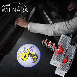 WILNARA Car Door Super Bee Logo for Dodge Challenger Projector Ghost Shadow Courtesy Light Welcome Light for Dodge Challenger Scat Pack RT SRT SXT GT SE