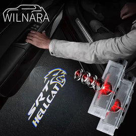 WILNARA Car Door SRT HELLCAT Logo for Dodge Challenger Projector Ghost Shadow Courtesy Light Welcome Light for Dodge Challenger Scat Pack RT SRT SXT GT SE