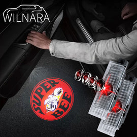 WILNARA Car Door SUPER BEE RED Logo for Dodge Challenger Projector Ghost Shadow Courtesy Light Welcome Light for Dodge Challenger Scat Pack RT SRT SXT GT SE