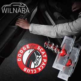 WILNARA Car Door Scat Pack Club Logo for Dodge Challenger Projector Ghost Shadow Courtesy Light Welcome Light for Dodge Challenger Scat Pack RT SRT SXT GT SE