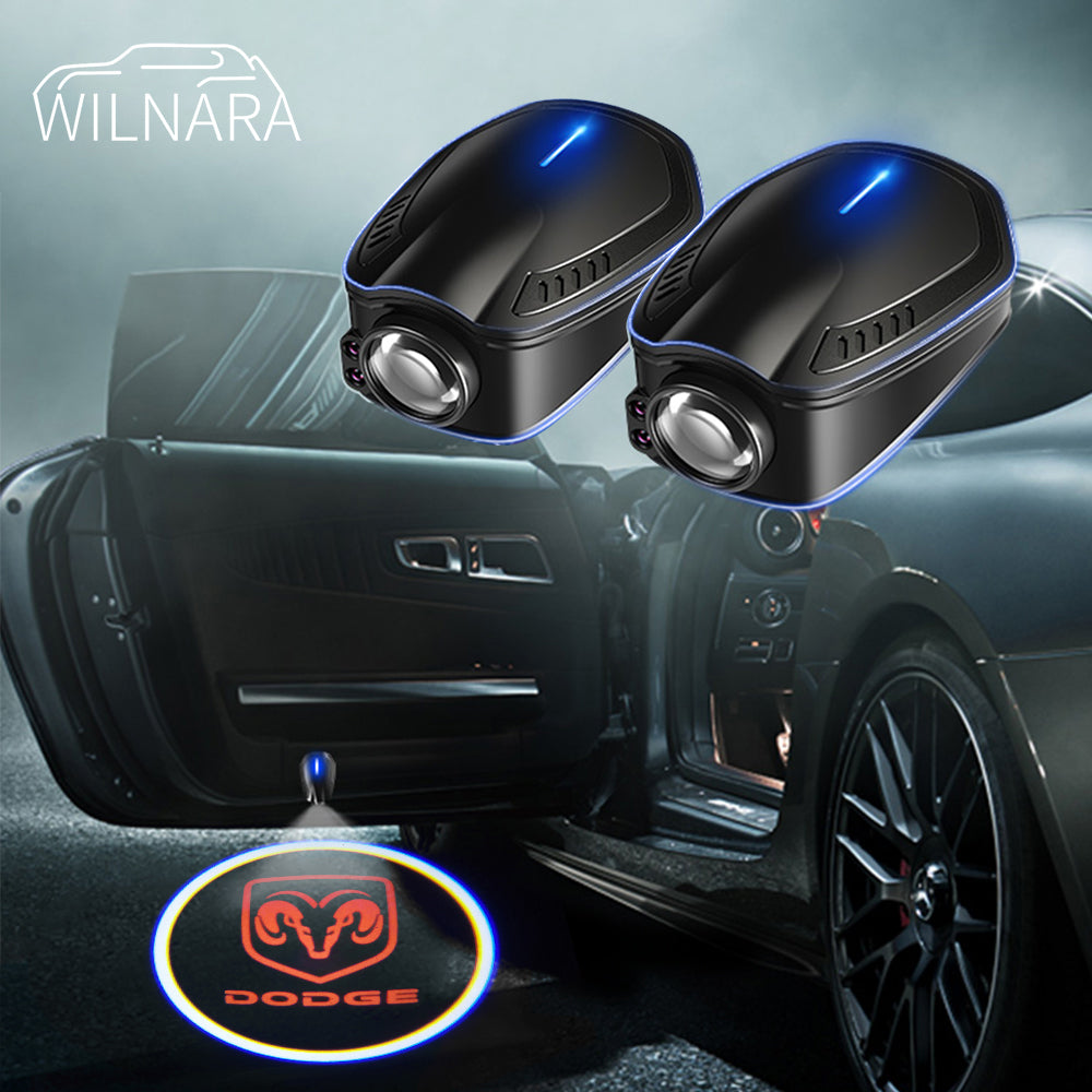 WILNARA Led Door Logo Projector Lights for Dodge Ram Series Paste Car Puddle Lights
