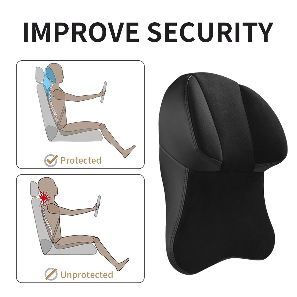 Wilnara 1Pcs Car Headrest Pillow Head Neck Rest Cushion for Adjust Sitting  Memory Black